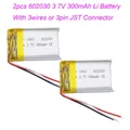 2 pz 3.7V 300mAh 1.11Wh batteria ricaricabile Lipo 602030 NTC 3 fili JST 3pin 1.0/1.25/1.5/2.0/2.54mm per altoparlante Bluetooth GPS