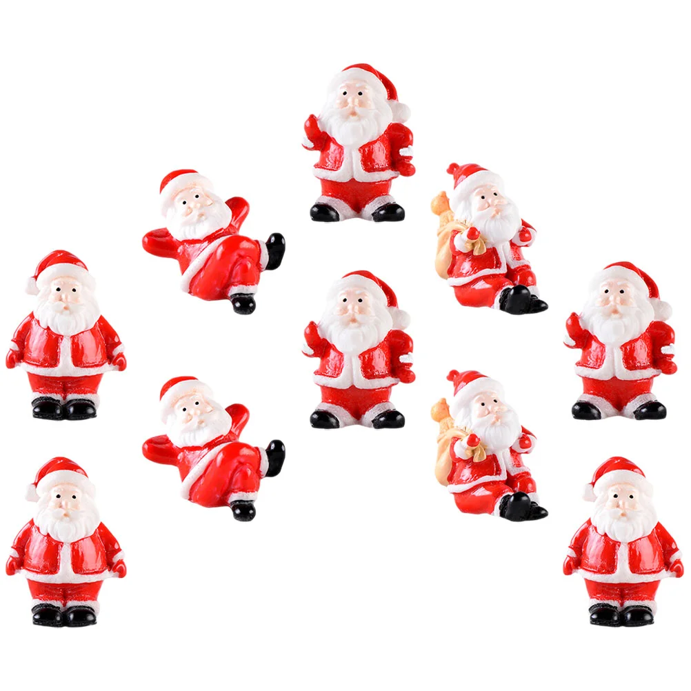 Figurines miniatures de père noël en résine, 10 pièces, statues de bonhomme de neige, cadeaux de noël, décoration de maison, accessoires miniatures