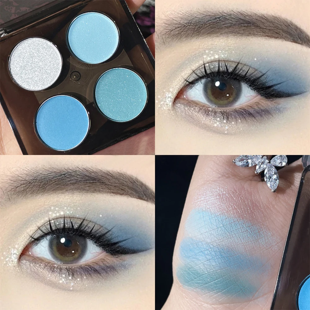 4 couleurs paillettes coréen fard à paupières Palette maquillage paillettes pour les yeux miroitant ombre à paupières rouge bleu noir maquillage fard à paupières Palette