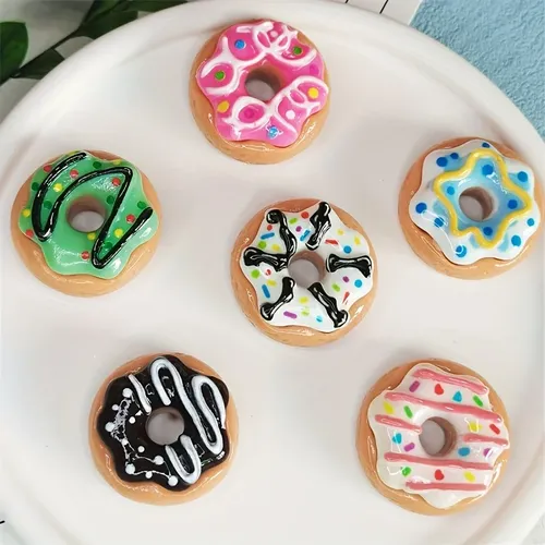 Mini aimants de réfrigérateur en forme de beignet, 6 pièces, adorables autocollants Kawaii colorés pour réfrigérateur, tableau blanc et décoration de cuisine de bureau