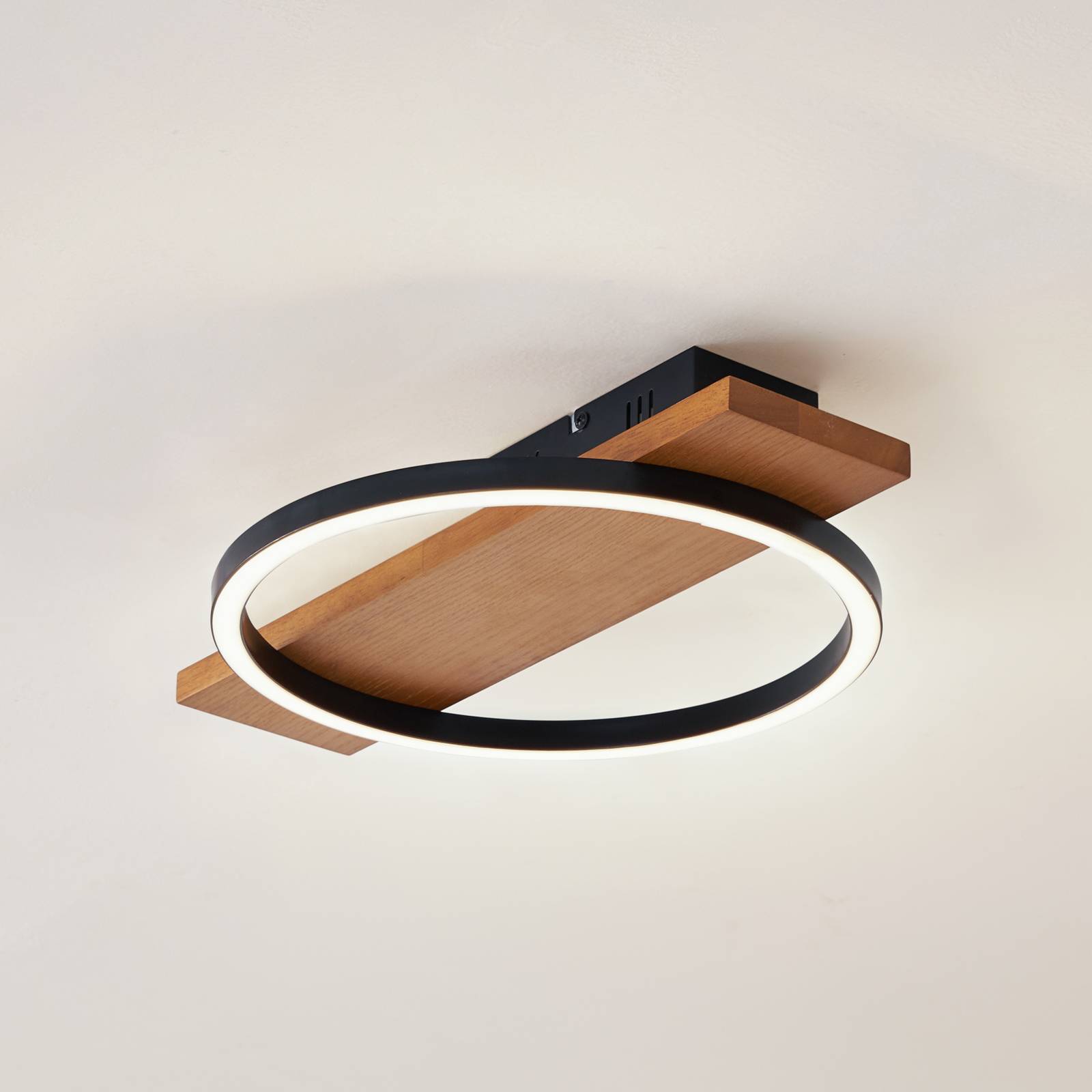 LED Deckenlampe Galad Lindby, dimmbar, Holz hell, für Wohn- / Esszimmer, Holz, Modern, LED Deckenleuchte