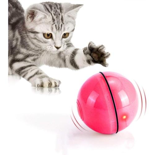 Katzenspielzeug, Spielzeugball mit LED-Licht, automatische 360-Grad-Drehung und USB-Aufladung,