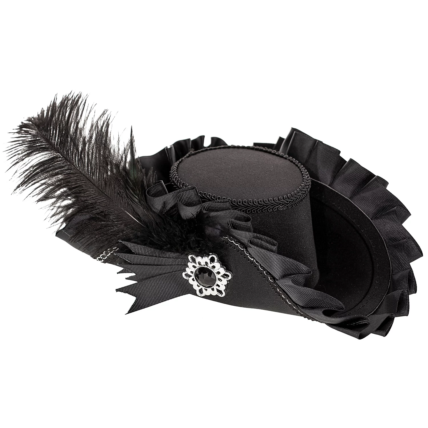 Mini tricorne "plume", noir