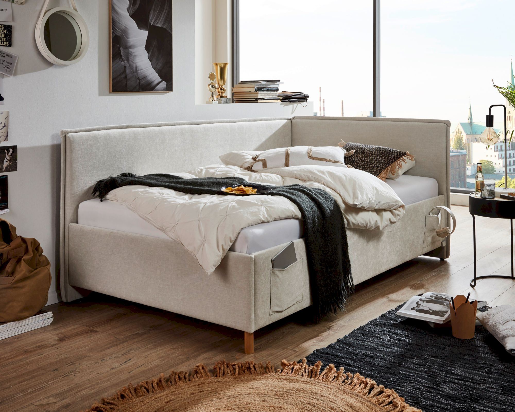 meise.möbel »Fun II« Jugendbett 90x200 cm / rose / mit Rückenteil / mit Bettkasten / ohne Matratze