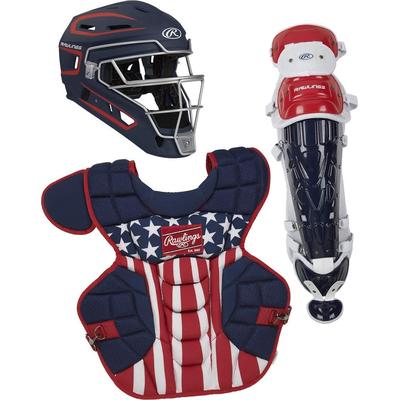 Rawlings Velo 2.0 Youth Baseball Catcher's Set - Ages under 12 Navy/Scarlet/White