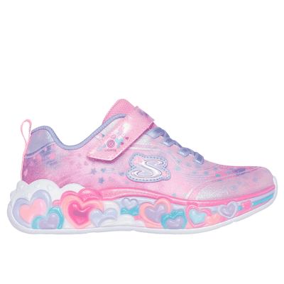 Skechers Girl's S-Lights: Eternal Heart Lights Sneaker | Size 2.0 | Light Pink | Textile/Synthetic