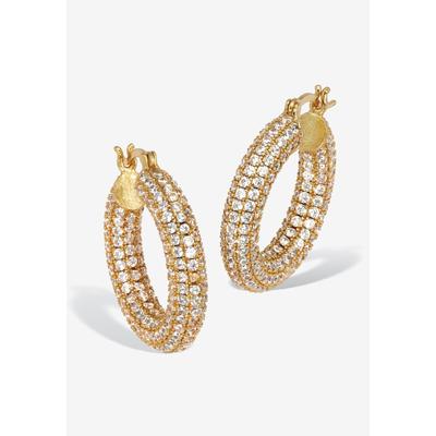 Women's Round Crystal Goldtone Hoop Earrings, 26Mm by PalmBeach Jewelry in Gold