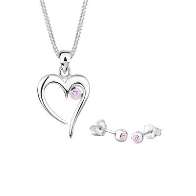 Elli - Herz Liebe Zirkonia 925 Sterling Silber Schmuck-Set 1 ct Damen