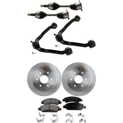 2005 GMC Sierra 1500 7-Piece Kit Front, Driver and Passenger Side Axle Assembly with Brake Discs, Brake Pad Set, and Control Arms, For Models with Rear Drum Brakes