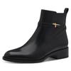 Stiefelette TAMARIS, Damen, Gr. 39, schwarz, Glattleder, unifarben, klassisch, Schuhe, Blockabsatz, Businessschuh, Ankleboots mit T-Logoverszierung