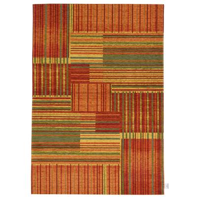Teppich TOM TAILOR HOME "Stripy Pat", orange (rost multi), B:140cm H:5mm L:200cm, Kunstfaser, Baumwolle, Teppiche, Flachgewebe, modernes Patchworkdesign, gestreift, Chenille, Wohnzimmer Image