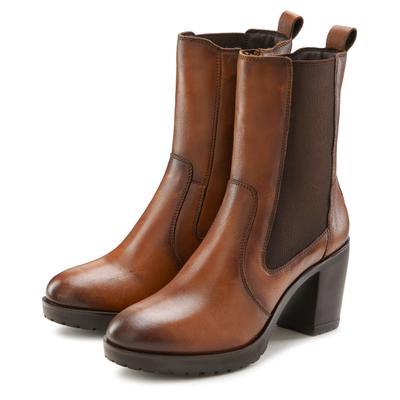 Stiefelette LASCANA, Damen, Gr. 36, braun, Obermaterial: 100% Rindsleder. Futter: 100% Synthetik. Decksohle: 100% Synthe