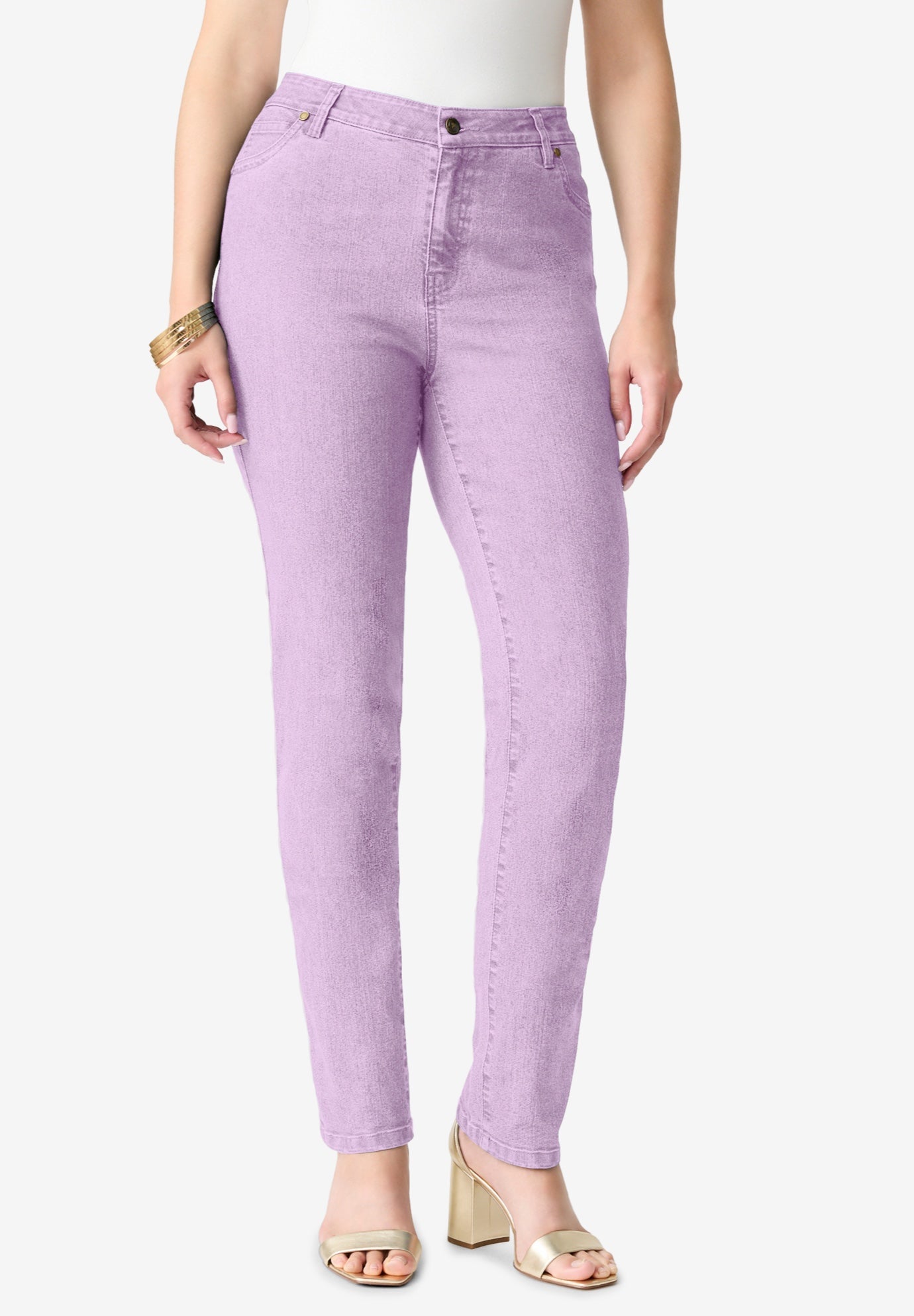 Plus Size Women's Plus Size Classic Stretch Straight Leg Jean by Denim 24/7 by Roamans in Pale Lavender (Size 18 WP)