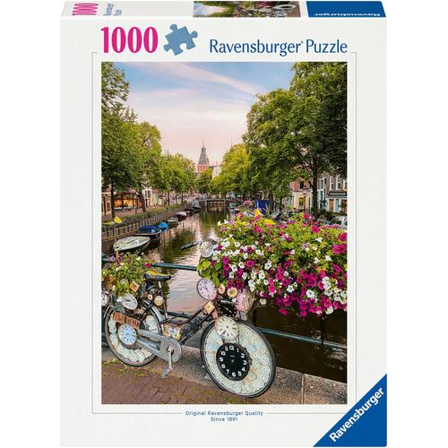 Puzzle RAVENSBURGER ""Fahrrad und Blumen in Amsterdam"" Puzzles bunt Kinder Made in Germany; FSC - schützt Wald weltweit