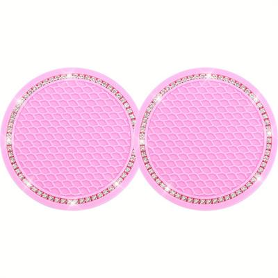 TEMU 2pcs, Bling Car Cup Coaster, Rhinestone Anti Slip Insert Coaster, Unique Cup Holder Coaster With Crystal Rhinestones, Diameter 2.75