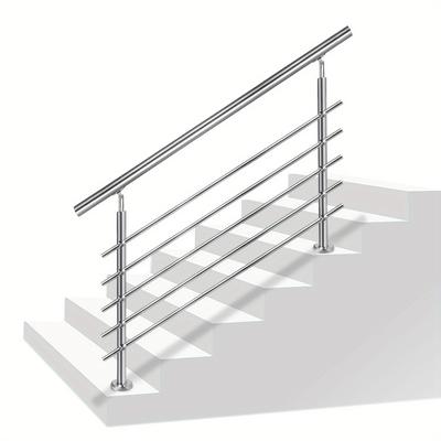 TEMU 150cm Stair Railing Stainless Steel Handrail Railing For Stairs, Indoor And Outdoor, Balcony, Balustrade, Silvery Image