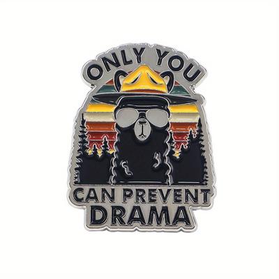 TEMU Vintage 'only Drama' Enamel Lapel Pin Badge - Dmlsky