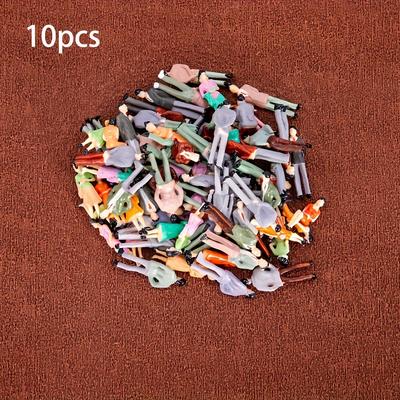 TEMU 10-pack Abs Plastic Miniature Figures, 1.38 Inch Model Train Scenery Models, Non-toxic, , , For 3d Model Kits, Sand Table Displays - Suitable For 18+ - Mixed Colors