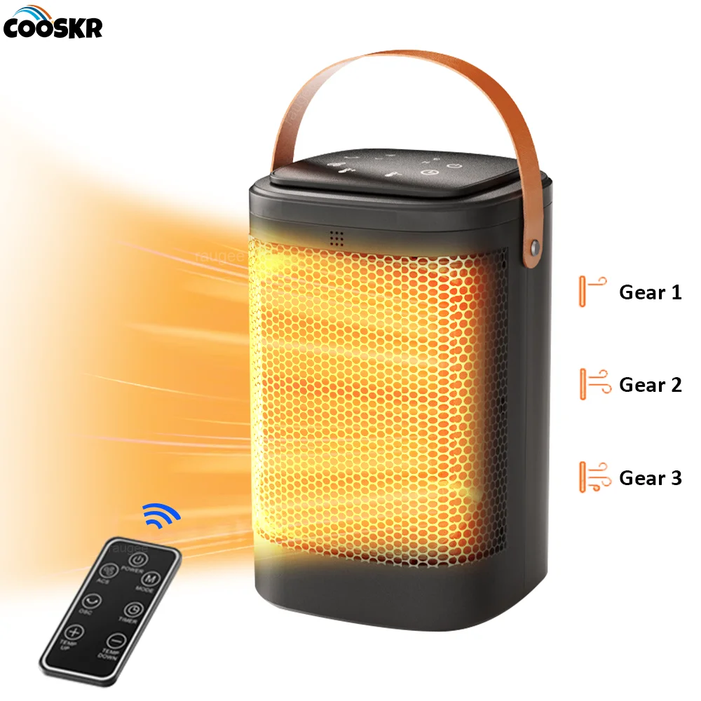Elektrischer PTC-Heizlüfter, tragbarer Heißluftwärmer, Badezimmer, Wohnzimmer, Heizung, 3-Gang-Temperatur, Fernbedienung, Haushaltsheizung