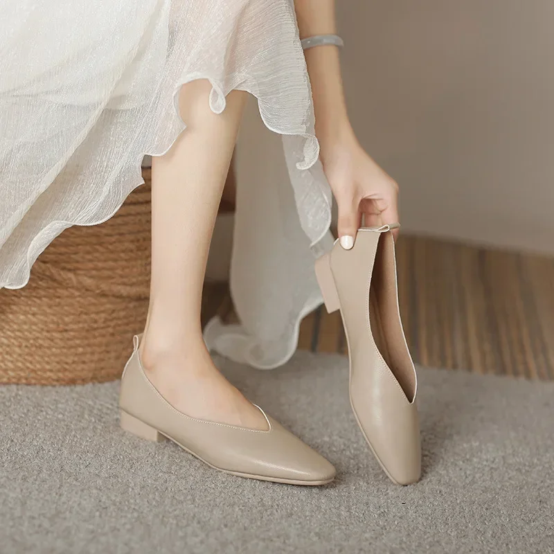 Weibliche Retro Schuhe Niedrigen Absätzen Weichen Sohlen Flache Schuhe Frau Elegante Sommer Französisch Karree Grün Mary Janes Nette Casual Wohnungen