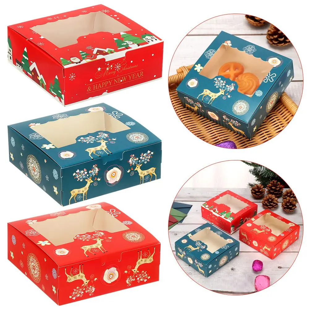 1/10 stücke Weihnachten Pappe Kuchen Boxen 4 Tasse Kuchen Verpackung Box Keks Nougat Praline Geschenk verpackung Box Image