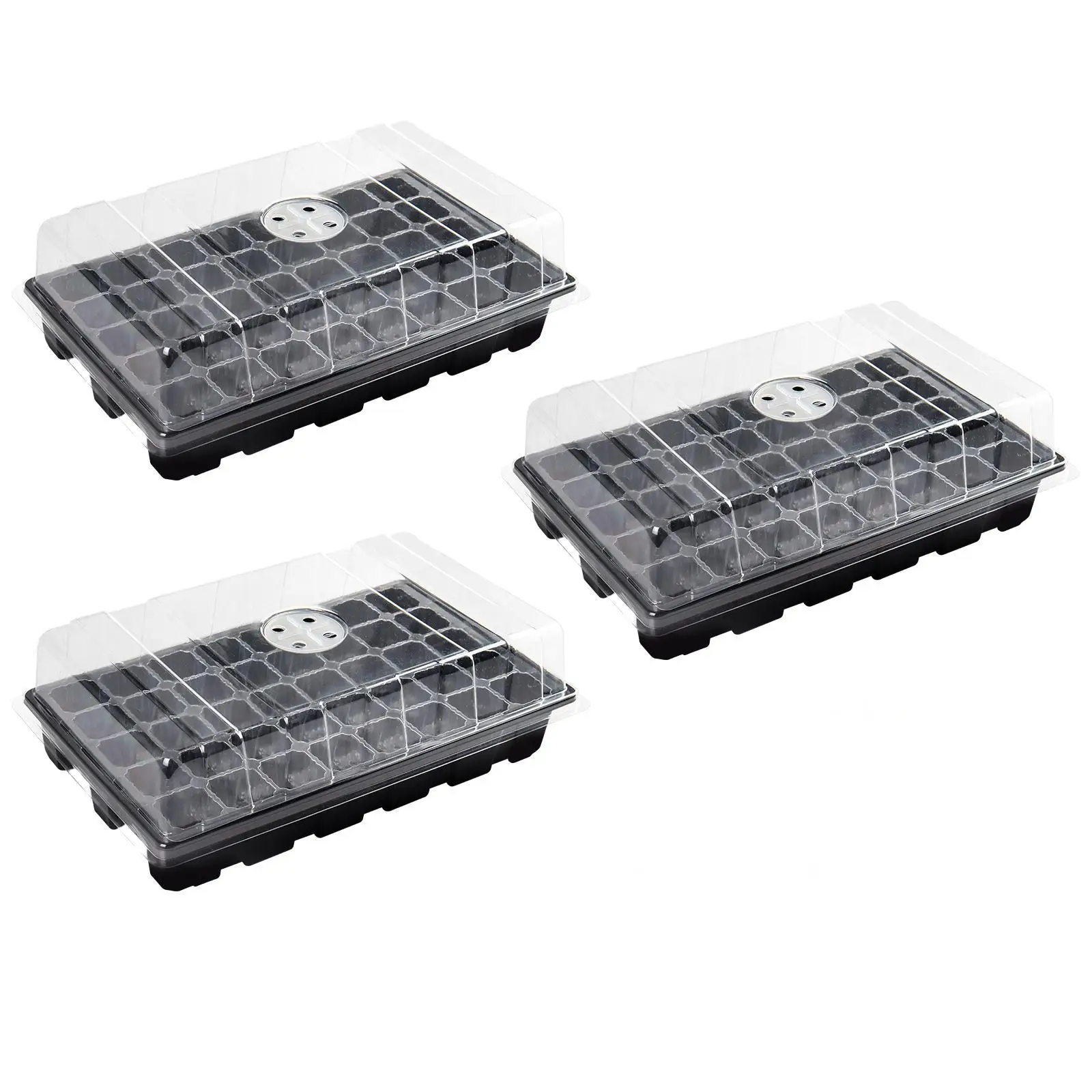 3 Packungen, 12-Loch-Sämlingsschale für Kinderzimmer, Samen-Starterschale, Samen-Starter-Set mit Feuchtigkeitskuppel, Pflanzen-Sämling-Starterschalen, Ind Image