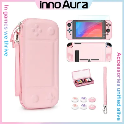 innoAura NS Switch-Zubehörset mit Tragetasche, Abdeckung, Displayschutzfolie, Daumengriffkappe, Image