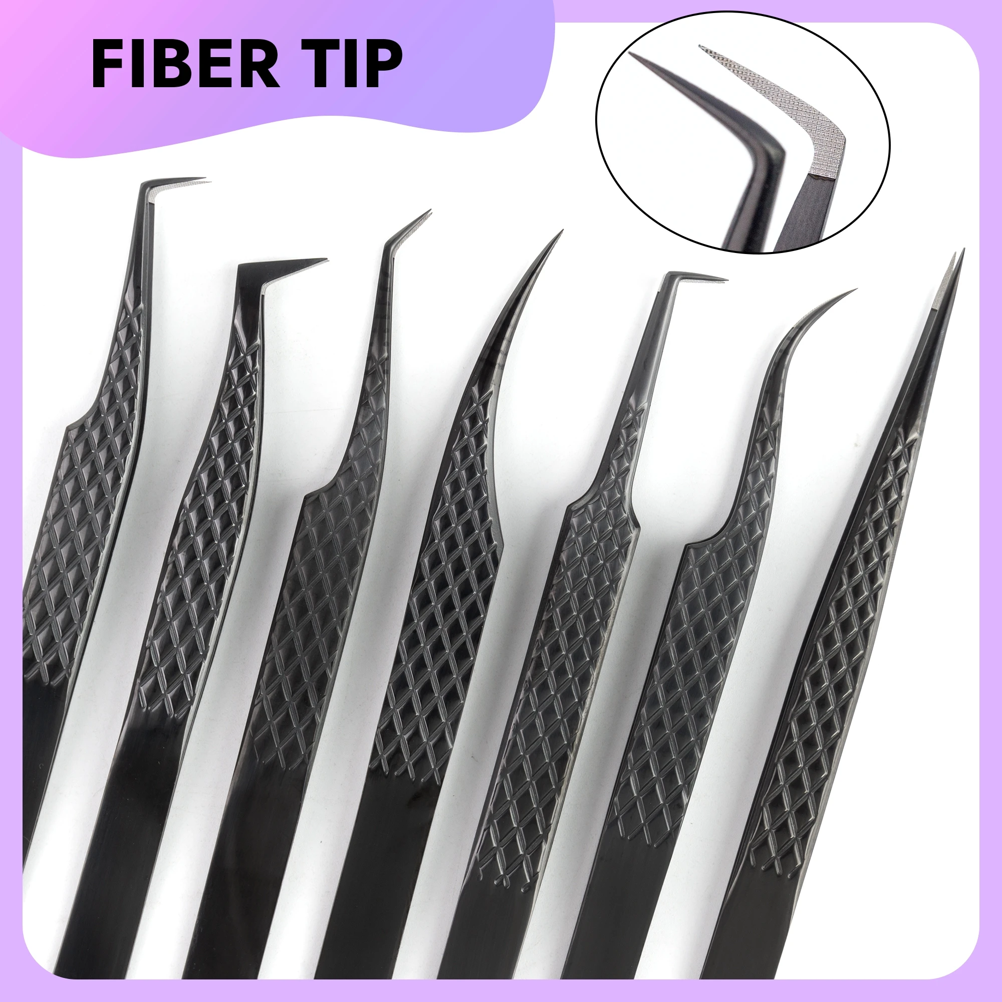 Wimpernverlängerungspinzette mit Faserspitze, Titan-schwarze Wimpernpinzette mit Nano-Spitze für Lash Tech-Lieferanten Image