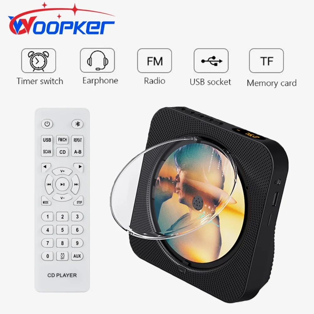 Woopker KC-718 Multifunktionaler DVD-Player CD VCD Stereo Bluetooth Tragbarer Mediaplayer FM-Radio 3,5 mm AUX mit Fernbedienung Image