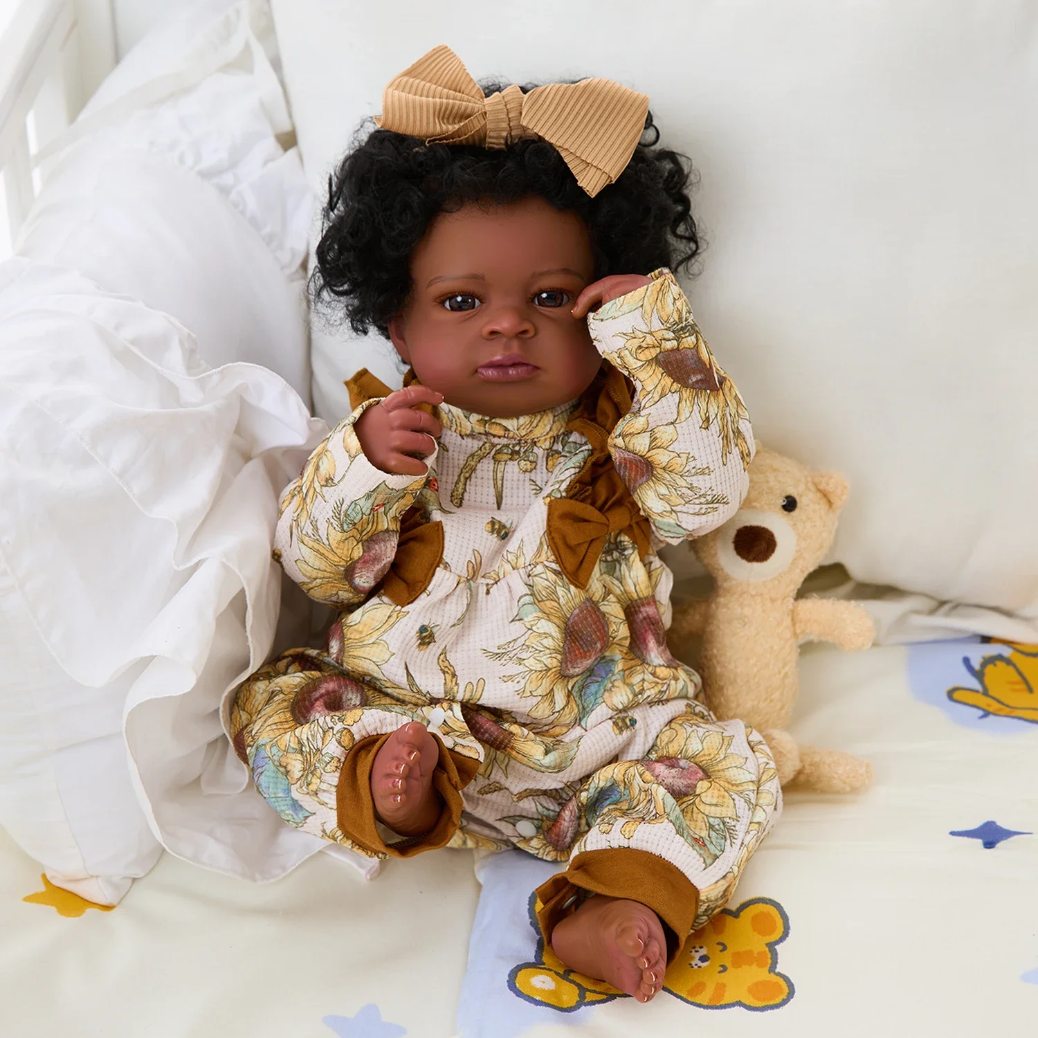 Mire & mire 20 Zoll Baby Vinyl Körper Locken realistisch-Neugeborene Baby puppen Afro amerikaner Real Life Baby puppen