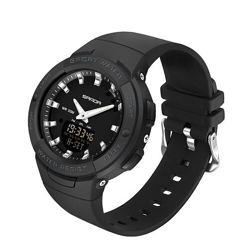 SANDA Hommes Montre Digitale Mode Décontractée Montre Bracelet Résistance aux chocs Lumineux Chronomètre Fonction réveille Compte à rebours Résine Suivre