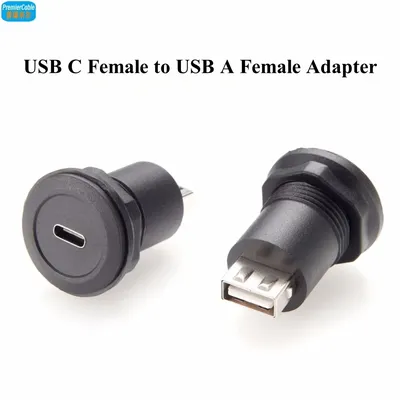 USB Round Panel Mount Adapter USB C to USB A Feamel Charger Converter USB C Jack to USB A Jack Round Panel Mount Adapter