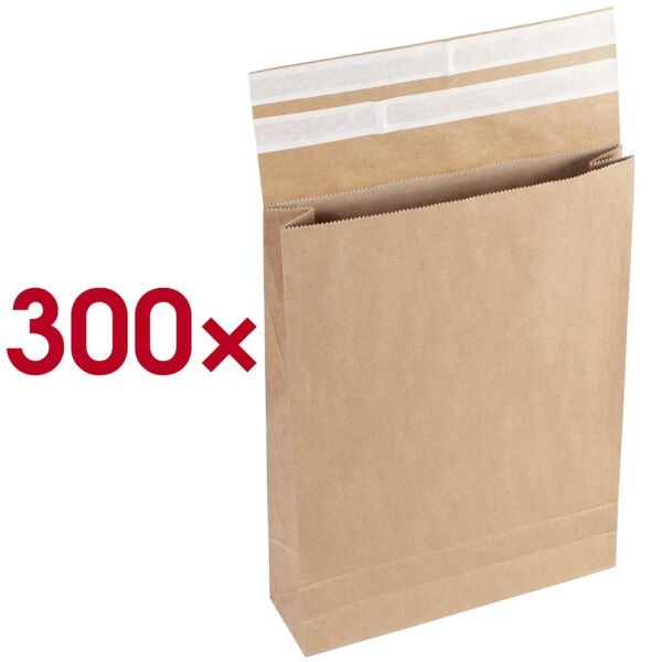 flexiPAK 300er-Pack Faltentaschen »classic Doppelfixverschluss« ca. B4 ohne Fenster braun braun, 26x41 cm