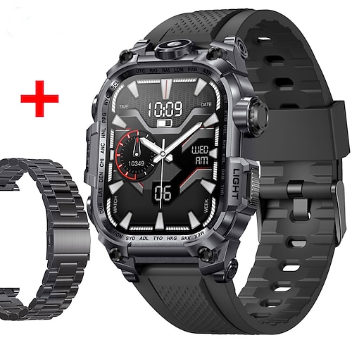 696 i121 Smartwatch 2.01 Zoll Smart-Armband Bluetooth Schrittzähler Anruferinnerung Schlaf-Tracker Kompatibel mit Android iOS Herren Freisprechanlage Nachrichterinnerung IPX-0 46mm Uhrengehäuse Image