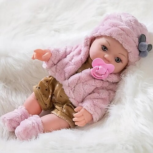 30cm/12 Zoll wiedergeborene Puppe realistische Babypuppe mit Set Mütze Socken Schnuller Weihnachtsgeschenk Festival Geschenk