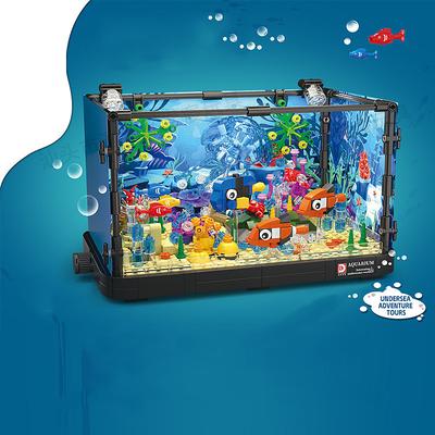 Fish Tank Building Block Lighting Aquarium Building Sets for Adults and Kids Including Ocean Jellyfish Turtle Animal Building Toys for Boys Age 8-12 725pcs/753pcs