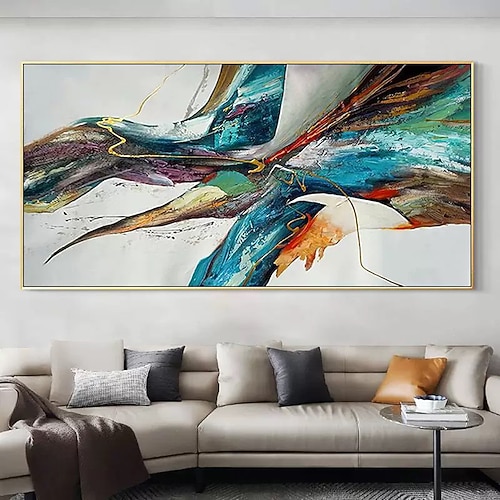 Mintura handgefertigte abstrakte farbenfrohe Ölgemälde auf Leinwand, Wandkunst, Dekoration, modernes Bild für die Inneneinrichtung, gerolltes, rahmenloses, ungedehntes Gemälde Image
