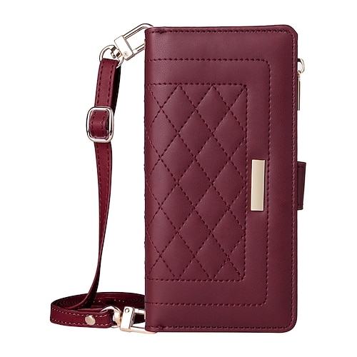 Handy Hülle Handyhüllen Für S25 S24 S24 FE S23 S22 S21 Ultra Plus A55 5G A35 5G A25 A15 Rückseite Mit Ständer Reisverschluss mit Trageriemen Retro TPU PU-Leder Image