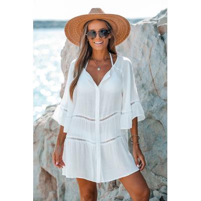 Ladder Cutout Tiered Cover-Up Shirt Dress