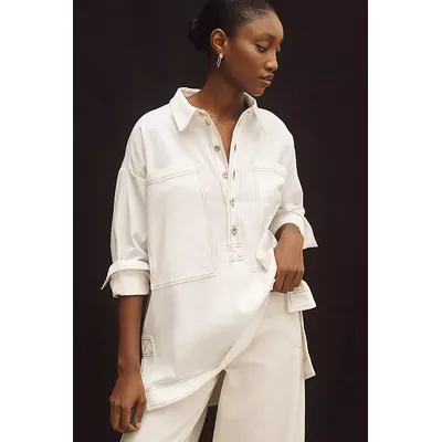 Pilcro Patch Pocket Collared Popover Blouse