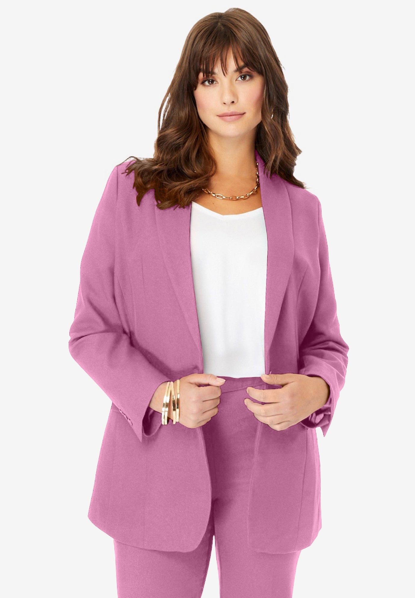 Plus Size Women's Plus Size Bendover Blazer by Roaman's in Mauve Orchid (Size 28 W)