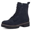 Schnürboots TAMARIS, Damen, Gr. 42, blau (navy), Nubukleder, modisch, Schuhe, Blockabsatz, Schnürstiefelette mit Zierreißverschluss außen