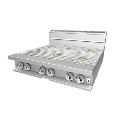Hestan HOP366 NG 36" Gas Hotplate w/ 6 Burners & Manual Controls, Natural Gas, Stainless Steel, Gas Type: NG