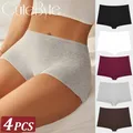 4 pezzi mutandine da donna in cotone senza cuciture boxer sportivi intimo femminile slip tinta unita lingerie accogliente mutande intime XS-XL