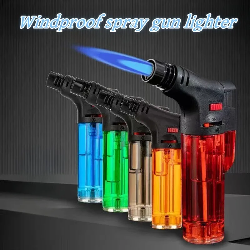 Accendino per torcia a gas in metallo antivento Accendino per sigari portatile Potente turbo gonfiabile a getto di butano Accendino a fiamma Accensione per barbecue da cucina