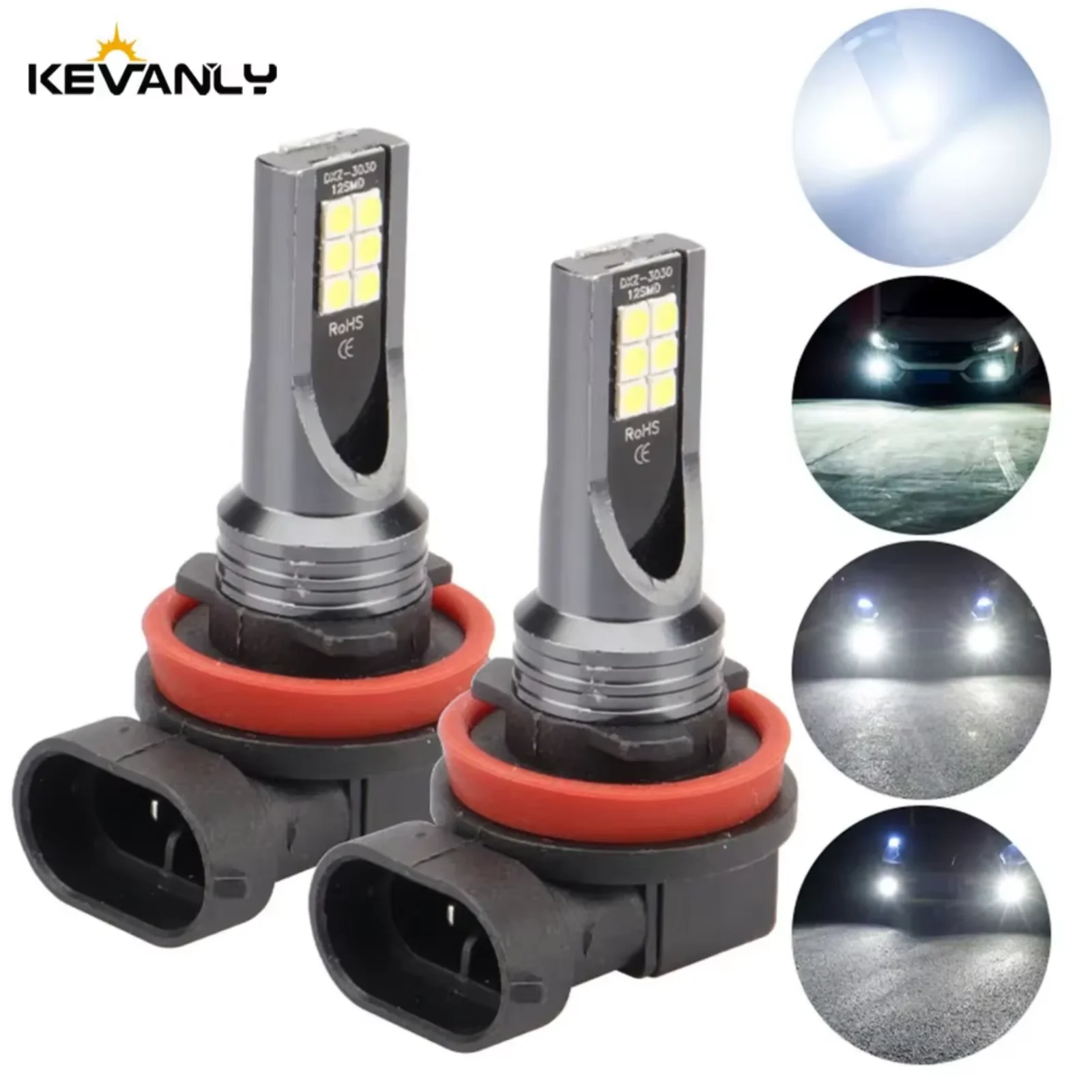 2 pezzi H8 H9 H1 H3 Led H11 9005 HB3 9006 HB4 Auto CSP LED Fendinebbia Lampadine 6000K Bianco Auto Fendinebbia Luce di marcia diurna
