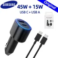 Caricabatteria da Auto Dual Usb Samsung 60w 45w 15w tipo C caricatore automatico Cargador Galaxy A50 A55 S24 S23 S22 Ultra Note 20 10 Z Flip Fold 6