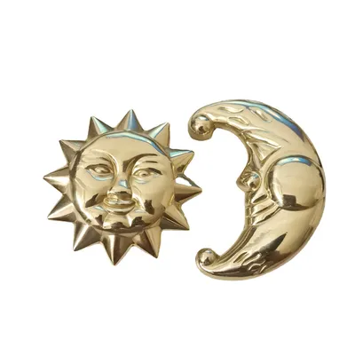 Sun Moon Brass Knobs Cabinet Kitchen Cupboard Cabinet Door Knob Wine Cabinet Drawer Pulls Home Decor Furniture Handles Hardware