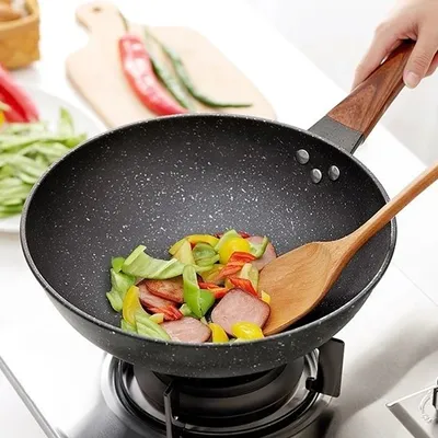 32CM Wok Deepen Frying Pan Non-stick Steak Skillet Cooking Gas Stove Induction kitchen Cookware Durable Home Pancake Saucepan