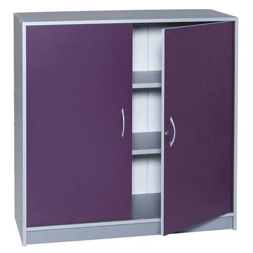 Armoire Bureau H 105cm Corps Coloris Alu Portes Coloris Prune - Manutan Expert